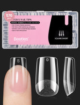 Beetles Gel Nail Tips Etch-X con corte cuadrado corto para manicura duradera en casa