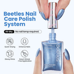 Beetles Quick Dry Nail Polish Lakeside Ripple on swatch for fast, salon-like shine.