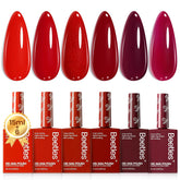 Beetles red gel nail polish set with six colors for versatile manicures.