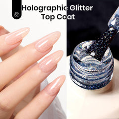 Beetles Reflective Silver Glitter enhances holo effect on nails