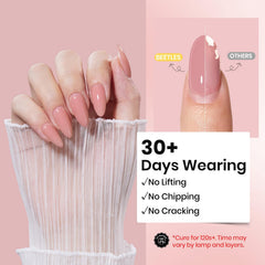 Beetles self-leveling pink gel shown during application for easy shaping.