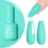 Beetles Teal Cascade Verde, frente de botella, color intenso para manicuras.