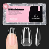 Beetles puntas uñas forma ataúd cortas, ajuste preciso para look natural
