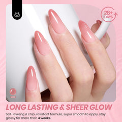 Beetles gel para uñas, tono beige natural, acabado suave con brillo sutil.