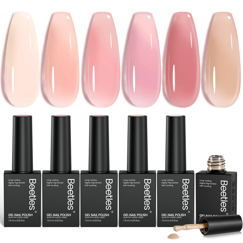 Beetles gel para uñas, tono desnudo rosado, acabado suave y natural.