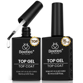 Beetles Top Coat 15ml clear bottle provides lasting high-gloss finish.
