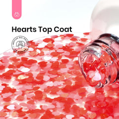 Beetles Top Coat Brillo Corazones Rosados y Rojos, acabado festivo