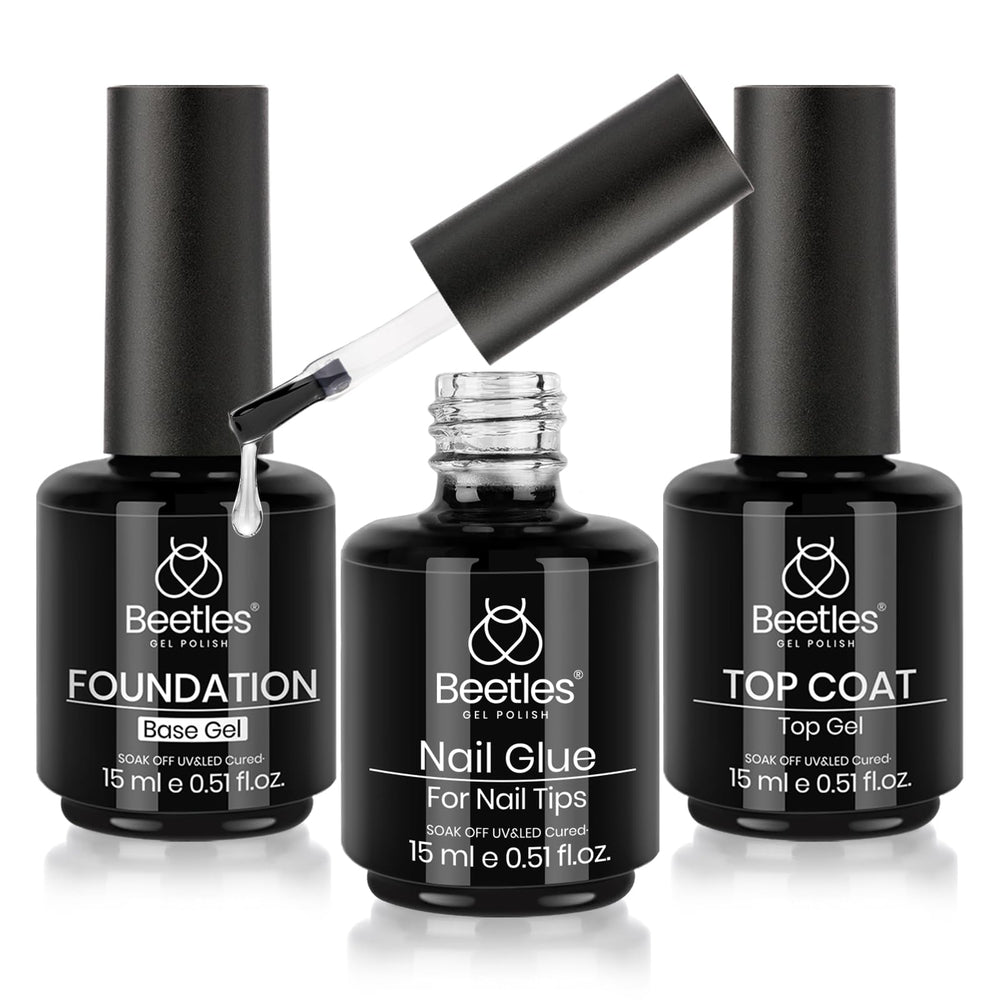 Beetles Top Coat sin residuos ofrece brillo duradero para uñas naturales.