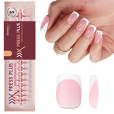 Beetles X Press Plus Uñas Francesas Camellia Rosa, cortas squoval para uso diario.