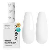 Beetles White Gel Polish bottle close-up showing true color for precise manicure planning