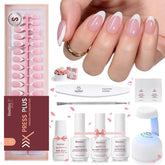 Beetles X Press Kit short almond French tips for at-home manicure
