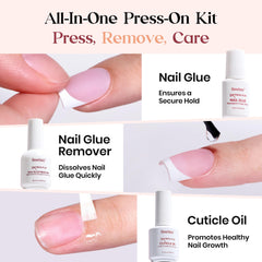 Beetles X Press Plus Pink Short Square Nails for quick, durable manicures.