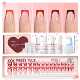 Beetles X Press Plus Red French Tip Nails Crimson close-up with salon-like finish at home