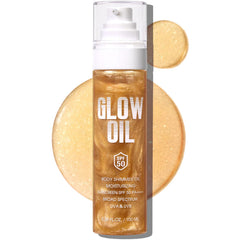 BEFIVECOK Body Glow Oil en botella, brillo suave para resplandor natural.