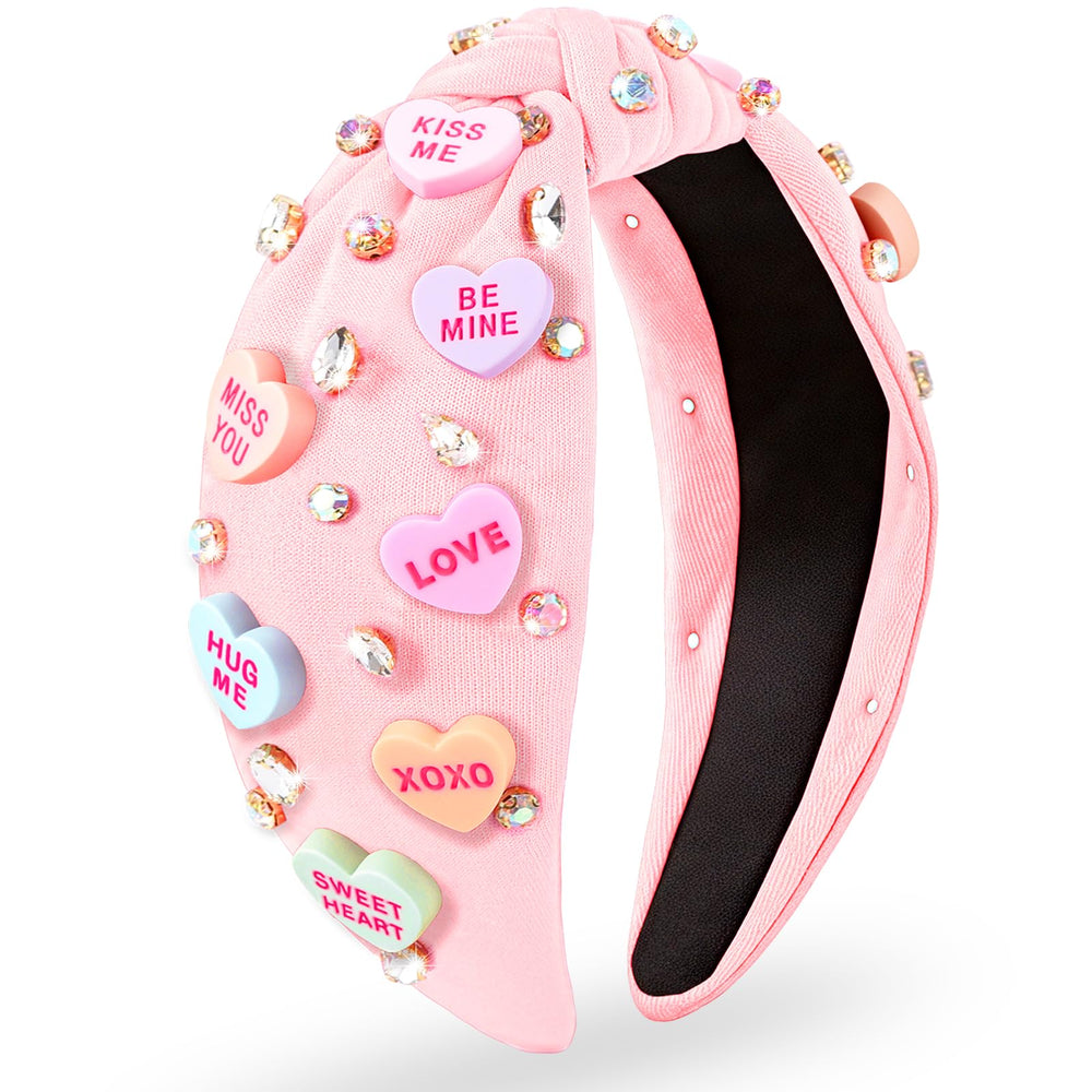 BEFIVECOK diadema Valentín con corazones 3D y brillo, ideal para looks románticos