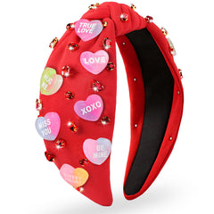BEFIVECOK Valentines gradient heart headband in red for a bold date-night look