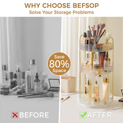 BEFSOP clear cosmetic dresser highlights transparent storage for beauty products.
