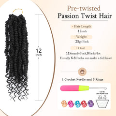 BEFUNNY 12-inch crochet hair soft and fluffy lightweight for comfortable wear
