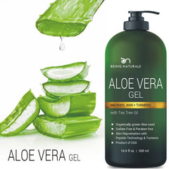 Aplicacion facial con Aloe Being Naturals ayuda a calmar la piel.