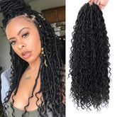 BEkjdiof Goddess Locs 18inch close-up shows full length and curly ends.