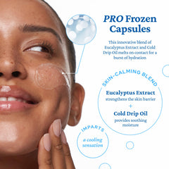 Belif Aqua Bomb Frozen Gel Cream with PRO Frozen Capsules conveying icy relief.
