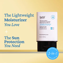 Belif Aqua Bomb SPF 45 applied on skin demonstrates invisible coverage