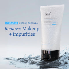 Belif Jelly Hydrating Deep Cleanser gel-to-foam texture on skin during cleansing.