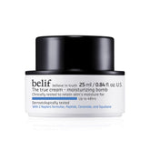 belif Moisturizing Bomb bottle closeup showing a lightweight, fast-absorbing hydration for daily use