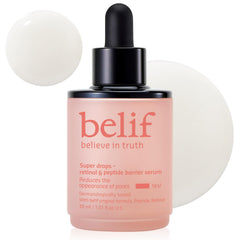 belif Retinol & Peptide Serum bottle and pump for smooth, firming application