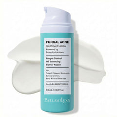 BellamiLuxx fungal acne lotion bottle for face and body, lightweight formula.