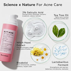 BellamiLuxx tea tree oil bottle shows blemish-fighting and cooling benefits.