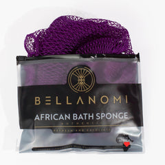 Bellanomi African exfoliating net sponge back scrubber delivers thorough cleansing and back reach.