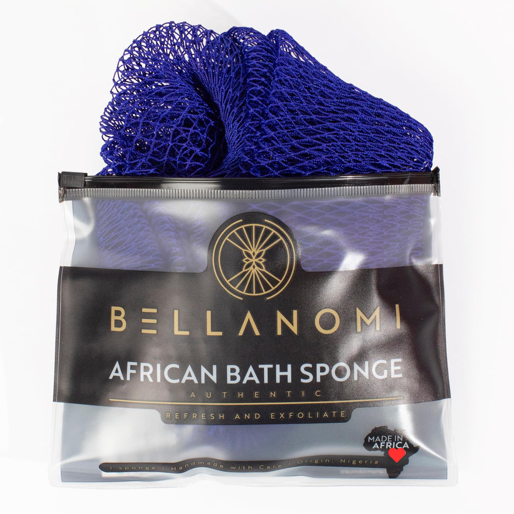 Bellanomi esponja exfoliante de red africana, 45 pulgadas, mejora la textura corporal.