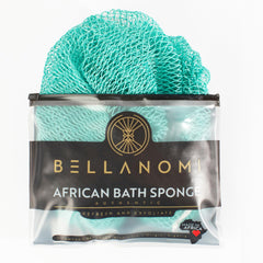 Esponja Bellanomi de red africana en tono aguamarina para piel suave.