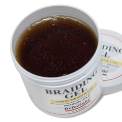 BELLATIQUE gel profesional para trenzas, textura cremosa y fácil distribución.