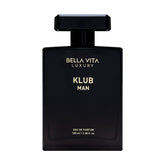 Bella Vita Luxury KLUB bottle close-up highlighting lemon and jasmine for a bold night-out scent.