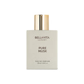 BellaVita Luxury Pure Musk unisex bottle front view highlighting elegant design and long-lasting aroma.