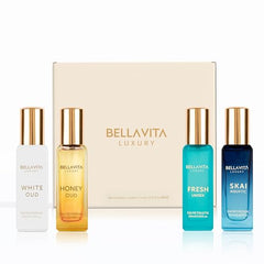 Bella Vita Luxury Bellavita white oud bottle glows with clean, luminous scent