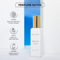 BellaVita Luxury White Oud outer packaging, gift-worthy presentation.