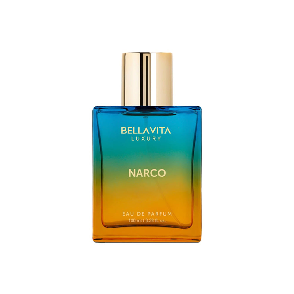Bellavita Narco perfume bottle showcases luxurious musk and vanilla notes for lasting allure.
