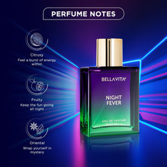 BELLAVITA Night Fever unisex fragrance on skin for versatile wear.
