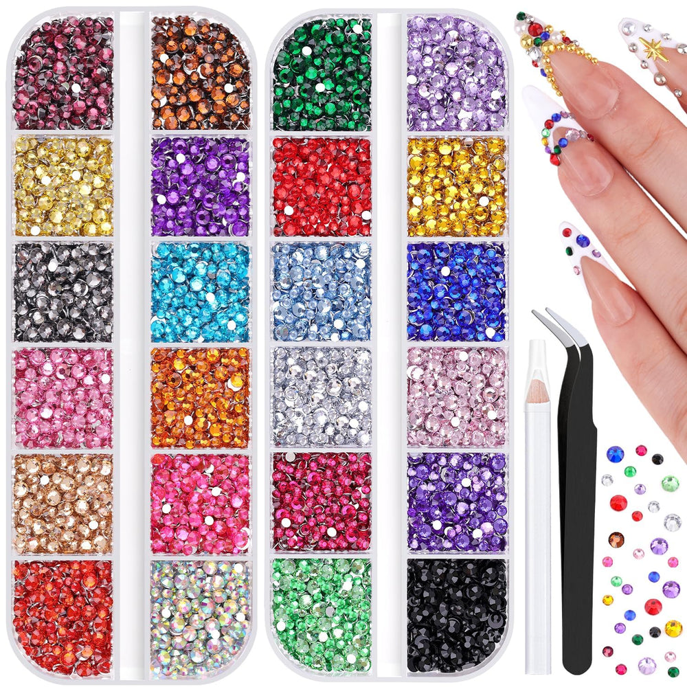 BELLEBOOST 10000Pcs nail rhinestones close-up for vibrant, durable nail art.