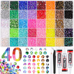 BELLEBOOST 40-colors rhinestones box for versatile DIY crafts with AB sparkle.