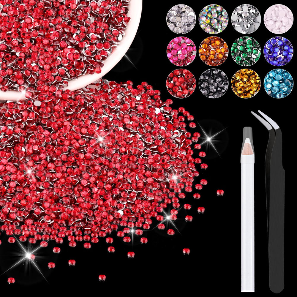 BELLEBOOST red 3mm resin rhinestones bulk pack for nails and crafts, high sparkle