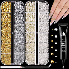 BELLEBOOST flatback white 1.5mm pearls for delicate nail accents