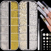 BELLEBOOST flatback pearls white beige with six sizes for chic nail art