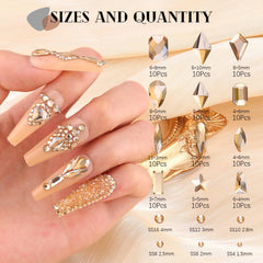 BELLEBOOST mixed sizes display for precise bedazzling on natural or acrylic nails.