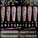 BELLEBOOST multi shapes 3D glass AB crystals kit helps precise nail art.