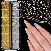BELLEBOOST nail beads in silver and gold grid close-up for sparkling nail art
