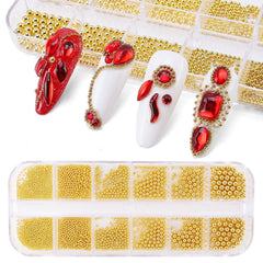 Bellecrey gold nail beads caviar 0.8mm for chic nail art accents.